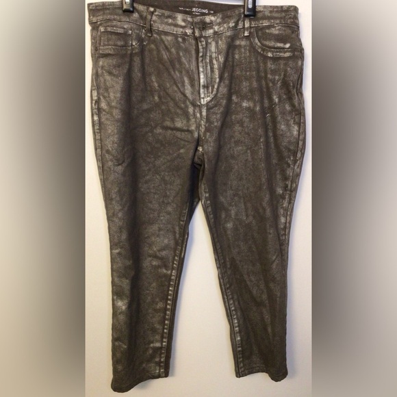 Chico's Metallic Skinny Jeans Size 16 - Picture 1 of 8